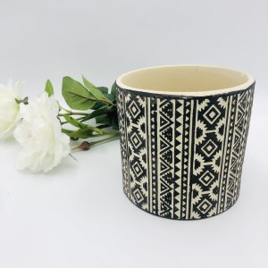 Black/Cream Aztec Design Pot Planter