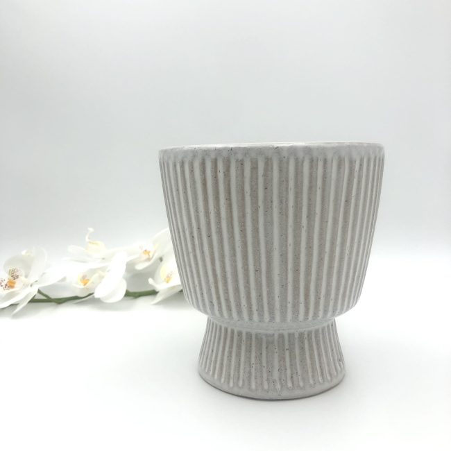 Taylor Ribbed White Planter Small