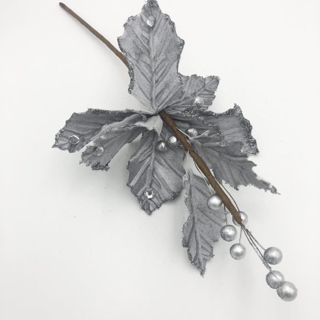 Silver Flower/Berries Tree Pick