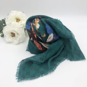 Japanese Florals Scarf Green