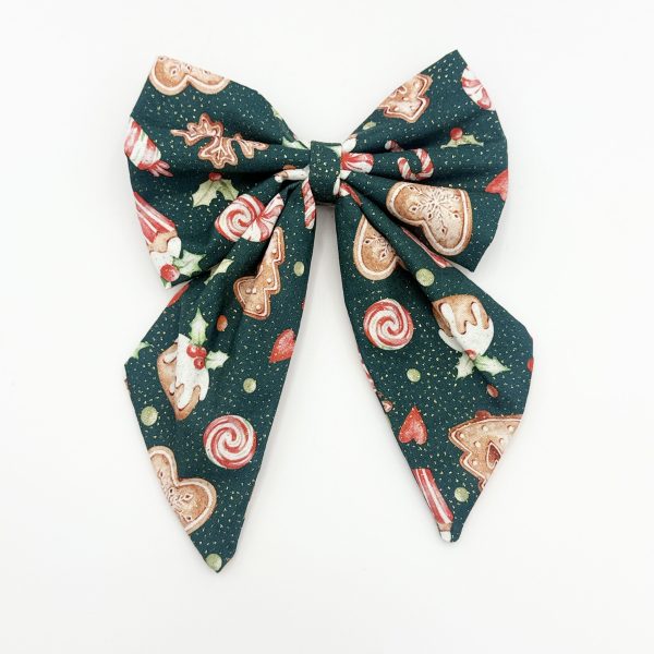 Green with Gold Sparkles Hair Bow