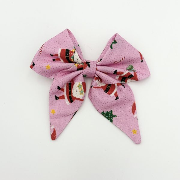 Pink with Gold Sparkles Sailor Hair Bow